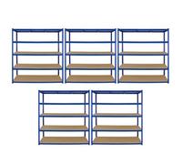 MonsterShop Monster Racking 5 X Garage Racking Shelving Unit / 5 Tier 1600mm Wide X 600mm Deep / Steel & Mdf Shelves
