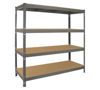 Monstershop Monster Racking Q-Rax Heavy Duty Storage Shelving, 160Cm W, 60Cm D, Grey Grey One Size