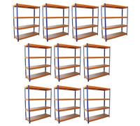 Monster Racking S-RAX 10 x Metal Heavy Duty Shelving Racking Units, 265kg/Shelf, 150cm x 50cm x 180cm Orange
