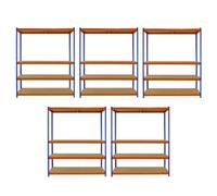 Monster Racking S-RAX 5 x Metal Shelving Heavy Duty Racking Units, 265kg/Shelf, 150cm x 50cm x 180cm Orange