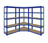 MonsterShop T-Rax Corner Racking Unit & Pack Of 2 Garage Shelving Unit Extra Wide - 5 Tier Heavy Duty Rack For Storage Utility Shelves