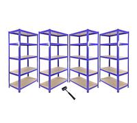 Monster Racking T-Rax Corner Shelving Unit & 4x 90cm Garage Storage Bays, Blue
