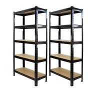 MonsterShop 75Cm Wide Racking Garage Storage Shelving Heavy Duty 5 Tier Shelf Unit 75Cm X 30Cm X 150Cm Blue/black (2, Black)