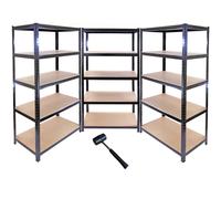Monster Racking 3 x 90cm Black Shed/Utility/Greenhouse Storage Racks Bays/Garage Shelving + 1 FREE Rubber Mallet