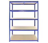 T-Rax Pack of 9 Garage Shelving Unit Extra Wide - 5 Tier Heavy Duty Rack for Storage Steel Utility Shelves | Metal & MDF Boltless Racking Assembly System | 280KG Per Shelf + FREE Rubber Mallet Blue