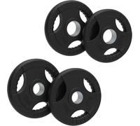 MonsterShop Olympic Tri-Grip Rubber Weight Plates - Black Pairs & Sets 25kg Set