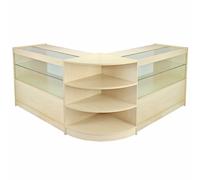 MonsterShop Orion Retail Display Shop Counters Set & Glass Showcase Cabinet Units, Maple Maple