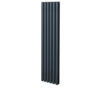 Oval Column Radiator 1600mm x 360mm Modern Designer Double Panel Central Heating Heater Matt Anthracite Grey Carbon Steel Vertical Kitchen Living Room FREE Cleaning Brush Fixing Kit & Brackets
