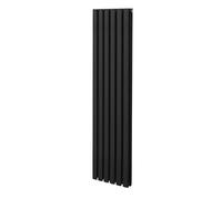 Oval Column Radiator 1600mm x 360mm Modern Designer Double Panel Central Heating Heater Matt Black Carbon Steel Vertical Kitchen Living Room Bathroom FREE Cleaning Brush Fixing Kit & Brackets Black