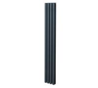 Oval Column Radiator 1800mm x 240mm Modern Designer Double Panel Central Heating Heater Matt Anthracite Grey Carbon Steel Vertical Kitchen Living Room FREE Cleaning Brush Fixing Kit & Brackets