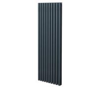 Oval Column Radiator 1800mm x 600mm Modern Designer Double Panel Central Heating Heater Matt Anthracite Grey Carbon Steel Vertical Kitchen Living Room Free Cleaning Brush Fixing Kit & Brackets