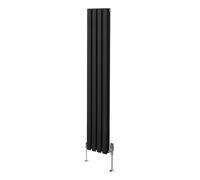 Oval Column Radiator & Valves - 1600mm x 240mm - Black Monstershop Black One Size
