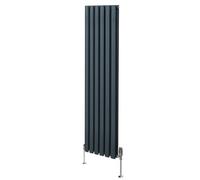 MonsterShop Oval Column Radiator & Valves - 1600mm X 360mm - Anthracite Grey