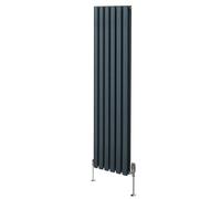 MonsterShop Oval Column Radiator & Valves - 1600mm X 360mm - Anthracite Grey