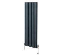 Oval Column Radiator & Valves - 1600mm x 480mm - Anthracite Grey Monstershop Grey One Size