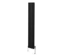 MonsterShop Oval Column Radiator & Valves - 1800mm X 240mm - Black
