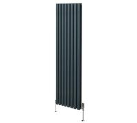 MonsterShop Oval Column Radiator & Valves - 1800mm X 480mm - Anthracite Grey