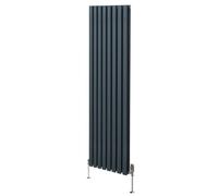 Oval Column Radiator & Valves - 1800mm x 480mm - Anthracite Grey Monstershop Grey One Size