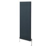 MonsterShop Oval Column Radiator & Valves - 1800mm X 600mm - Anthracite Grey
