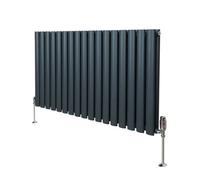 MonsterShop Oval Column Radiator & Valves - 600mm X 1020mm - Anthracite Grey