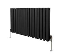 Oval Column Radiator & Valves - 600mm x 1020mm - Black Black