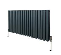 Monstershop Oval Column Radiator & Valves - 600mm x 1200mm - Anthracite Grey