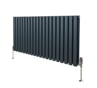 MonsterShop Oval Column Radiator & Valves - 600mm X 1200mm - Anthracite Grey