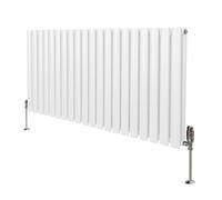 MonsterShop Oval Column Radiator & Valves - 600mm X 1200mm - White