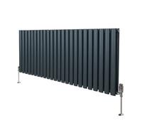 MonsterShop Oval Column Radiator & Valves - 600mm X 1440mm - Anthracite Grey