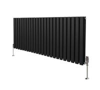 MonsterShop Oval Column Radiator & Valves - 600mm X 1440mm - Black