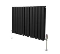 Oval Column Radiator & Valves - 600mm x 780mm - Black Monstershop Black One Size