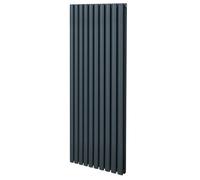 Oval Column Radiator 1600mm x 600mm Modern Designer Double Panel Central Heating Heater Matt Anthracite Grey Carbon Steel Vertical Kitchen Living Room Bathroom Cleaning Brush Fixing Kit & Brackets