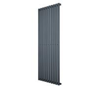 Oval Single Column Radiator 1600 x 600mm Modern Designer Single Panel Central Heating Heater Matt Anthracite Grey Carbon Steel Vertical Kitchen Living Room FREE Cleaning Brush Fixing Kit & Brackets