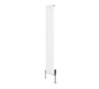 MonsterShop Oval Single Column Radiator 1600mm X 240mm & Trv Chrome Valves Modern Designer Single Panel