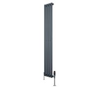MonsterShop Oval Single Column Radiator 1600mm X 240mm & Trv Chrome Valves Modern Designer Single Panel