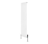 MonsterShop Oval Single Column Radiator 1600mm X 360mm & Trv Chrome Valves Modern Designer Single Panel