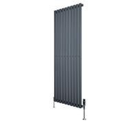 MonsterShop Oval Single Column Radiator 1600mm X 600mm & Trv Chrome Valves Modern Designer Single Panel