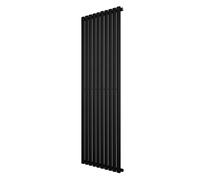 Oval Single Column Radiator 1800 x 600mm Modern Designer Single Panel Central Heating Heater Matt Black Carbon Steel Vertical Kitchen Living Room FREE Cleaning Brush Fixing Kit & Brackets