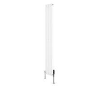 MonsterShop Oval Single Column Radiator 1800mm X 240mm & Trv Chrome Valves Modern Designer Single Panel
