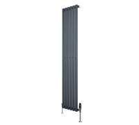 MonsterShop Oval Single Column Radiator 1800mm X 360mm & Trv Chrome Valves Modern Designer Single Panel