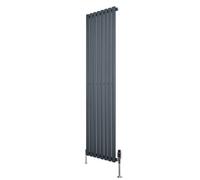 MonsterShop Oval Single Column Radiator 1800mm X 480mm & Trv Chrome Valves Modern Designer Single Panel