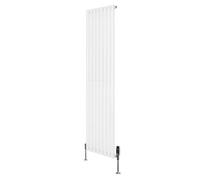 MonsterShop Oval Single Column Radiator 1800mm X 480mm & Trv Chrome Valves Modern Designer Single Panel