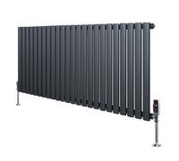 MonsterShop Oval Single Column Radiator 600mm X 1440mm & Trv Chrome Valves Modern Designer Single Panel