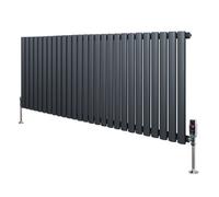 Monstershop Oval Single Column Radiator & Valves - 600mm x 1620mm - Anthracite Grey