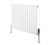 MonsterShop Oval Single Column Radiator 600mm X 780mm & Trv Chrome Valves Modern Designer Single Panel