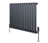 MonsterShop Oval Single Column Radiator 600mm X 780mm & Trv Chrome Valves Modern Designer Single Panel