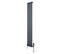 Monstershop Oval Single Column Radiator & Valves - 1600mm x 240mm - Anthracite Grey