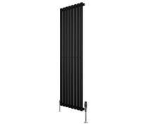 Monstershop Oval Single Column Radiator & Valves - 1600mm x 480mm - Black