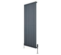 Monstershop Oval Single Column Radiator & Valves - 1600mm x 600mm - Anthracite Grey