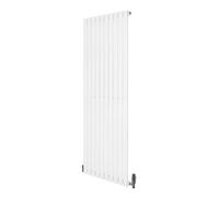 Oval Single Column Radiator 1600mm x 600mm & TRV Chrome Valves Modern Designer Single Panel Central Heating Heater White Carbon Steel Horizontal Free Cleaning Brush Fixing Kit & Brackets